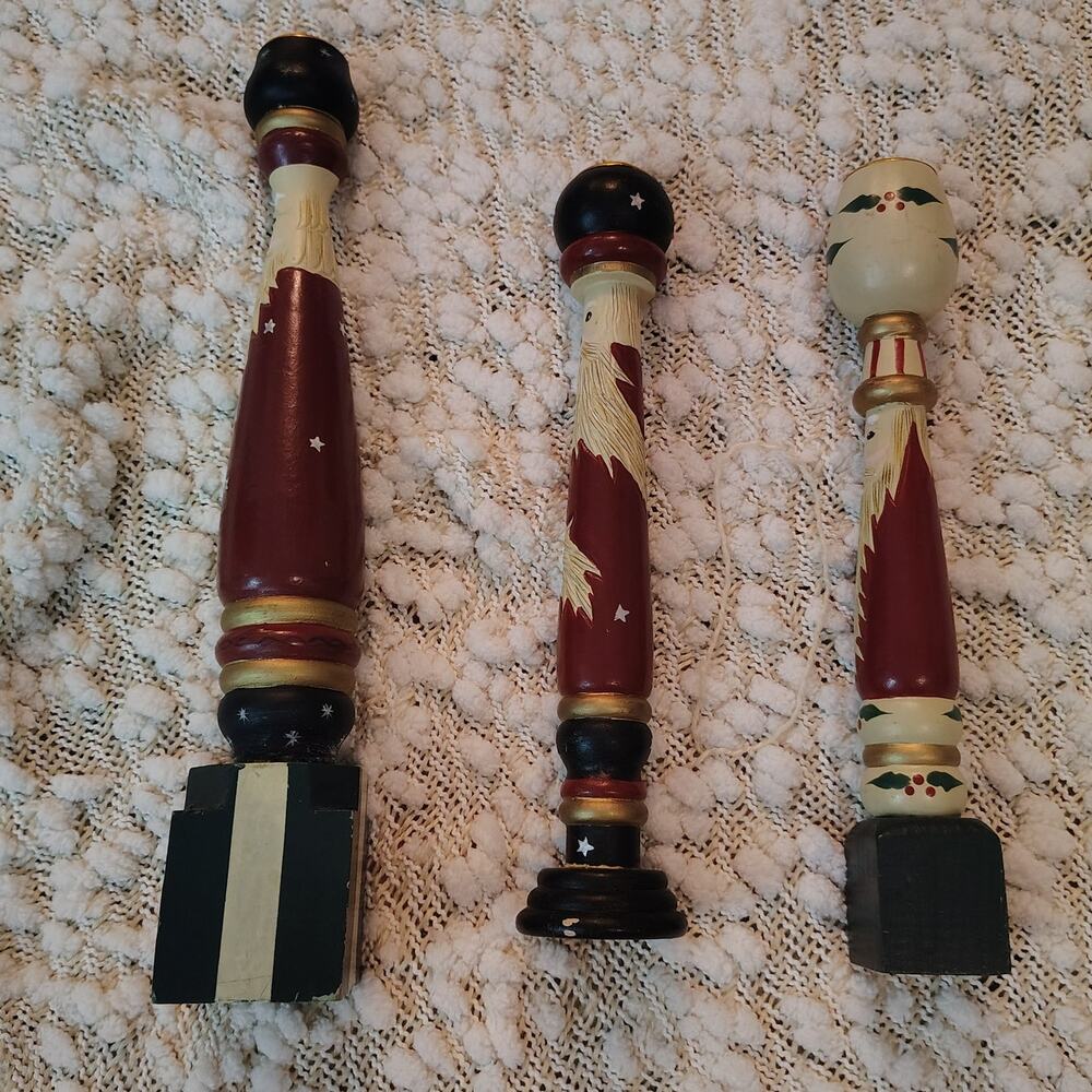 Vintage 3 Santa Candlestick Set 1995 House of Lloyd Christmas Around the World - Picture 7 of 10